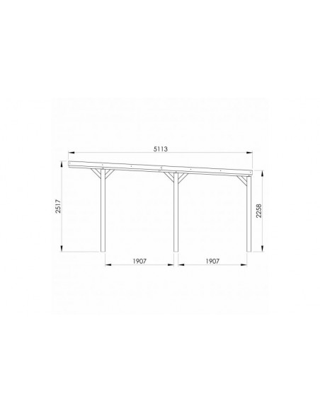 Carport Victor traité autoclave teinté marron de 16.5 m²