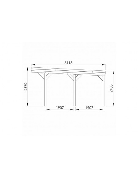 Carport double VICTOR traité autoclave teinté marron de 30.9 m²