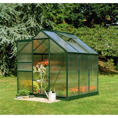 Serre de jardin Popular 3.8 m² laquée verte en polycarbonate 4 mm