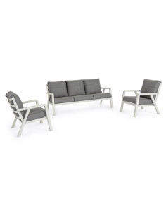 Achat Salon de jardin 5 places TRUMAN - Aluminium - Gris Lunar - BIZZOTTO