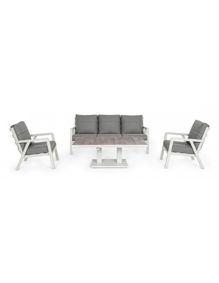 Achat Salon de jardin 5 places TRUMAN - Aluminium - Gris Lunar - BIZZOTTO