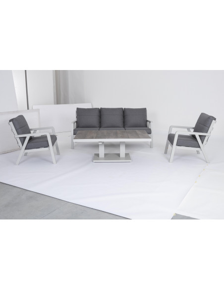 Achat Salon de jardin 5 places TRUMAN - Aluminium - Gris Lunar - BIZZOTTO