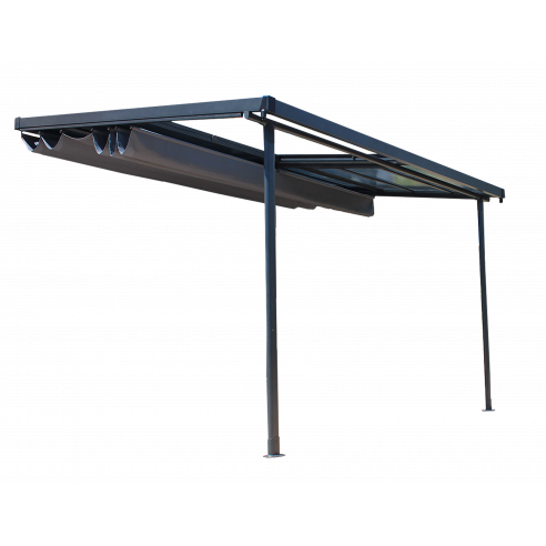 Achat COULEURS DU MONDE - Pergola adossée ODESSA coloris gris - Aluminium - 3 x 3.60 m