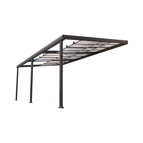 Achat COULEURS DU MONDE - Pergola adossée EDENA 3.5 x 6 m - Polycarbonate, aluminium