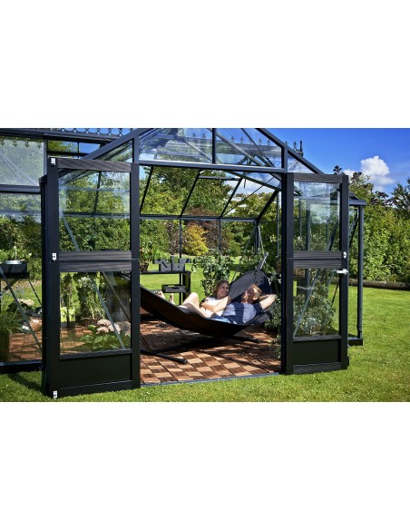 Orangerie 15.2 m² en verre trempé sécurit+embase Juliana - Coloris au choix