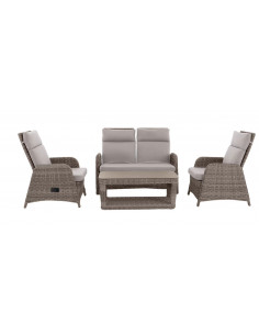 MWH - Salon de jardin Verando - 4 places - Aluminium et résine - Beige / Taupe
