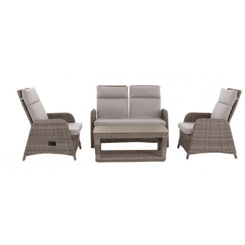 MWH - Salon de jardin Verando - 4 places - Aluminium et résine - Beige / Taupe