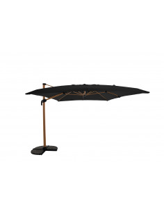 Achat Parasol déporté 3 x 4 m, Heat transfert effet Teck, toile anthracite chiné