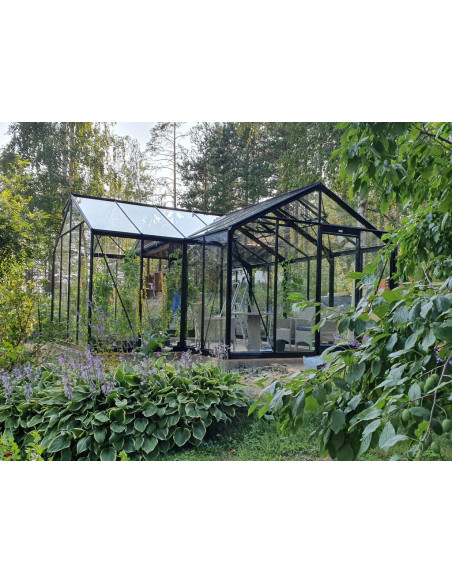 Orangerie Sophie 22.6 m² laquée noire en verre trempé sécurit - ACD