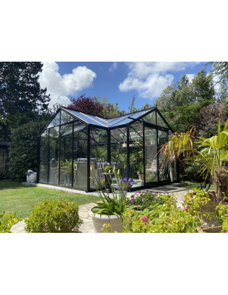 Orangerie Hélène 15.8 m² laquée noire en verre trempé sécurit - ACD