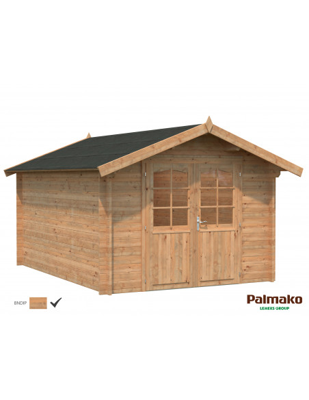 Achat Abri de jardin Lotta 10.6 m² en bois massif 34 mm - Marron - Palmako