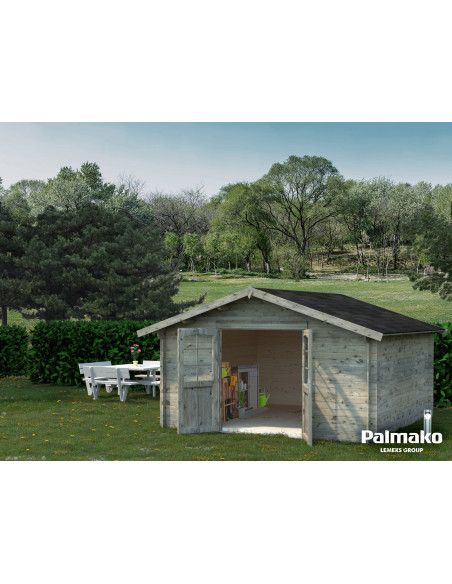 Achat Abri de jardin Lotta 14.45 m² en bois massif 34 mm - Gris vintage - Palmako