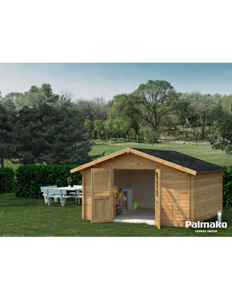 Achat Abri de jardin Lotta 14.45 m² en bois massif 34 mm - Marron - Palmako