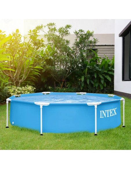 Kit piscine bleue tube rond D.244 cm Intex