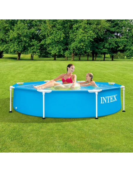 Kit piscine bleue tube rond D.244 cm Intex