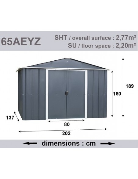 Abri de jardin métal Yardmaster 2.20 m² sans plancher - Anthracite  - Trigano Jardin