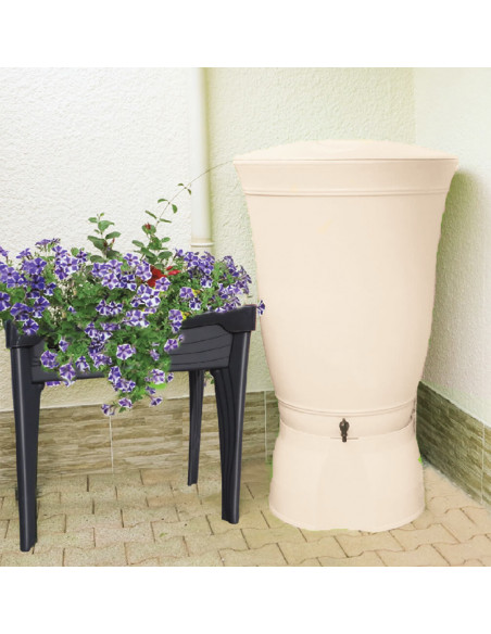 Récupérateur à eau rond Floral 300 litres beige