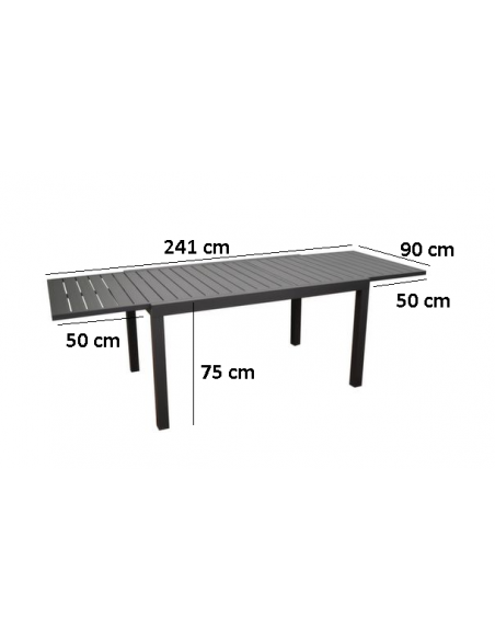 Achat Taille Table extensible Alice 140 / 240 - Aluminium Graphite - Proloisirs