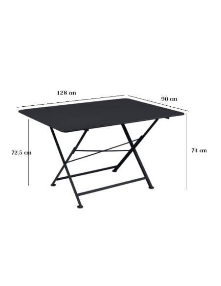 Table de jardin Cargo 128x90 cm en métal rectangle pliante - Carbone