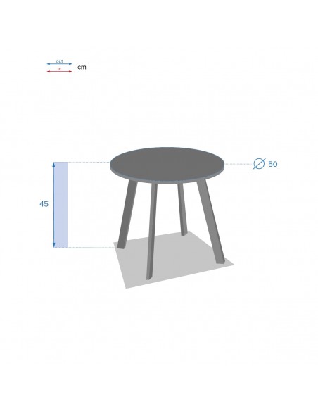HESPERIDE - Table d'appoint Saona D.50 x H.45 cm Bleu canard - Acier époxy