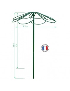 Tuteur parapluie 9 pétales vert sapin ou fer vieilli