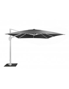 Parasol déporté 3 x 3 m orientable Elios aluminium mât blanc toile Sunbrella graphite