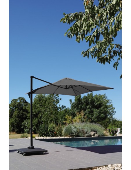 Parasol déporté L.2,5 x P.2,5 m Roma - Inclinable - Taupe - Proloisirs