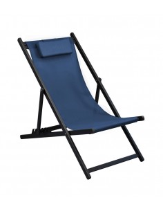 Chilienne pliante Linea en Aluminium Graphite et polyester Bleu - Proloisirs