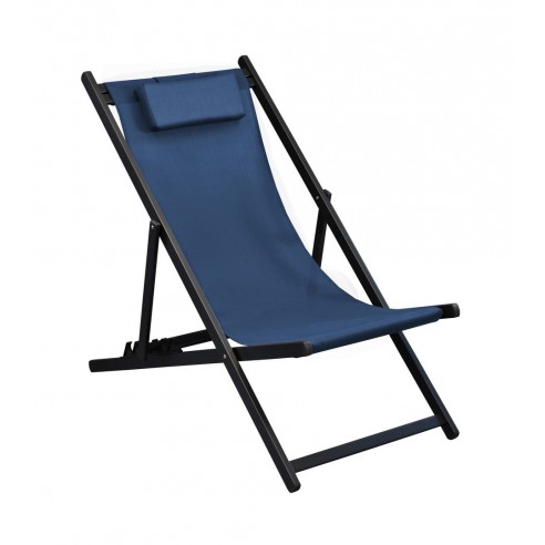 Chilienne pliante Linea en Aluminium Graphite et polyester Bleu - Proloisirs