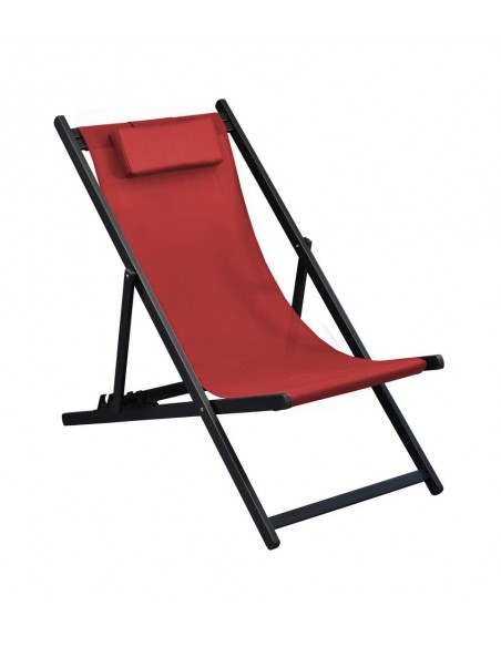 Chilienne pliante Linea en Aluminium Graphite et polyester Rouge - Proloisirs