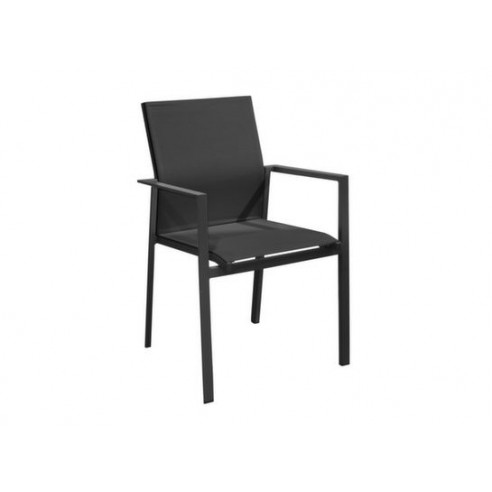 Fauteuil de jardin Delia Empilable - Aluminium graphite / noir - Proloisirs