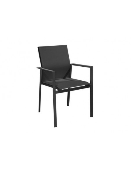 Fauteuil de jardin Delia Empilable - Aluminium graphite / noir - Proloisirs