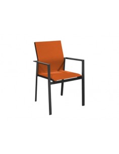 Fauteuil de jardin Delia Empilable - Aluminium graphite / paprika - Proloisirs