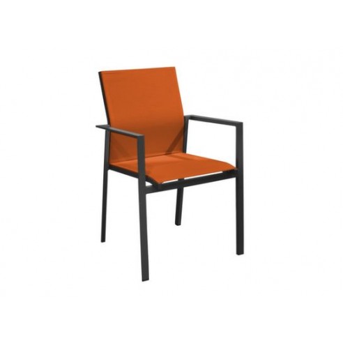 Fauteuil de jardin Delia Empilable - Aluminium graphite / paprika - Proloisirs