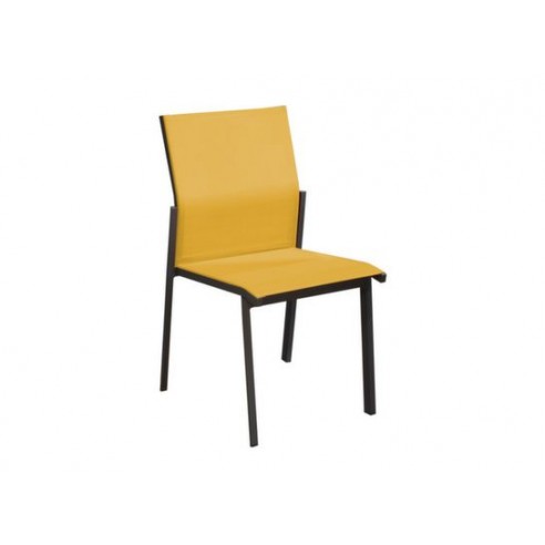 Chaise de jardin Delia Empilable - Aluminium Graphite moutarde - Proloisirs