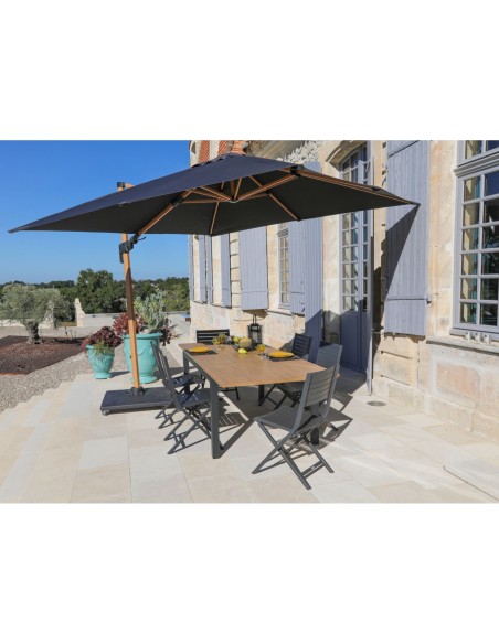 Parasol déporté 3x3 m LB Heat transfert effet bois Oak - Proloisirs