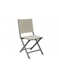 Achat Chaise pliante Thema - Aluminium taupe et Textilène beige - Proloisirs