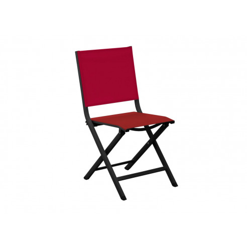 Chaise pliante Thema en Aluminium et Toile TPEP Rouge - Proloisirs