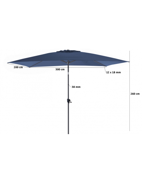 Parasol à manivelle inclinable 3 x 2 m Grey/Bleu