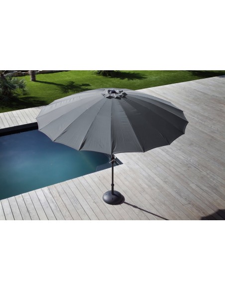 Parasol droit Pagode D.3m - coloris gris cendre - Proloisirs