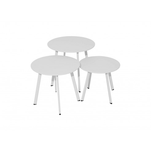 Table basse d'appoint MASSAI Ø45cm - Acier époxy - Blanc