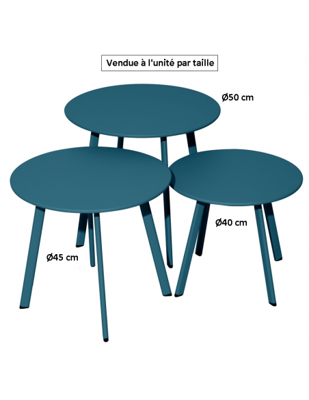 Table MASSAI Ø45  cm en acier Bleu - Proloisirs