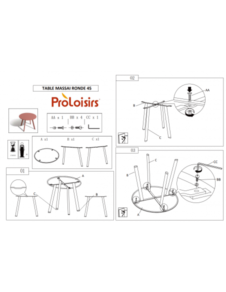 Taille Table MASSAI Ø45  cm en acier coloris au choix - Proloisirs