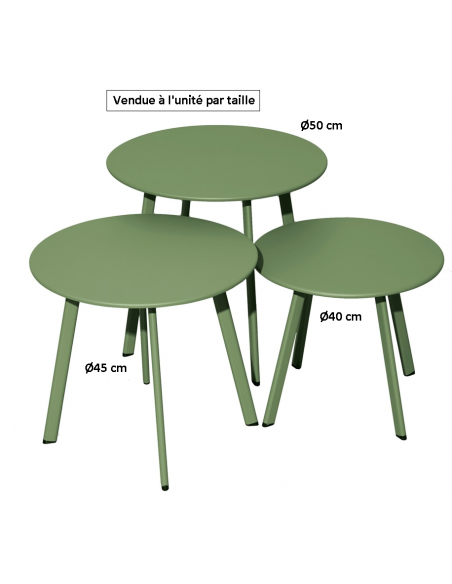 Table d'appoint MASSAI Vert Light Ø40 cm en Acier époxy