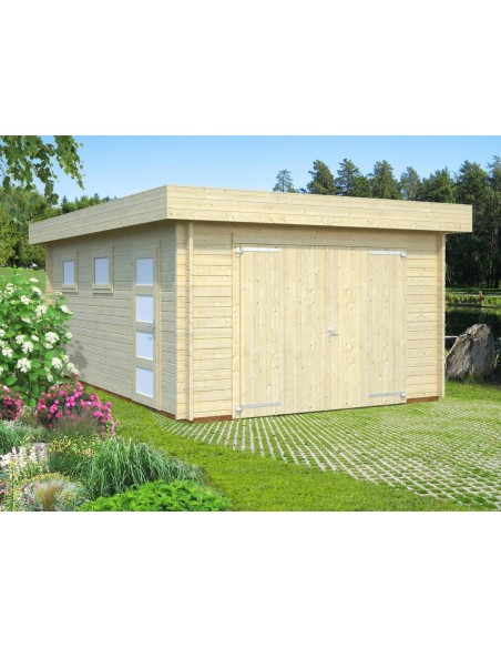 Garage Rasmus 19.8 m² au choix en bois massif  44 mm