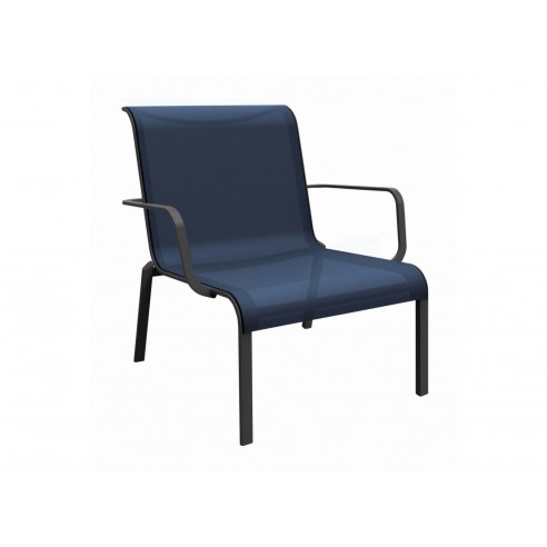 Fauteuil bas lounge Cauro en aluminium - coloris au choix - Graphite / Bleu