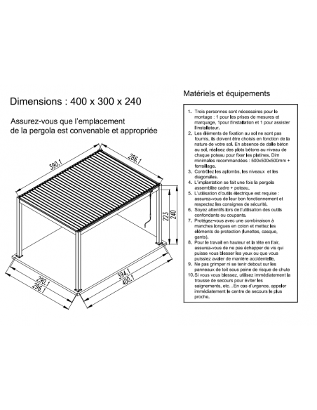 Tonnelle Zéphir Bioclim 3x4 m en aluminium avec lames orientables - Gris