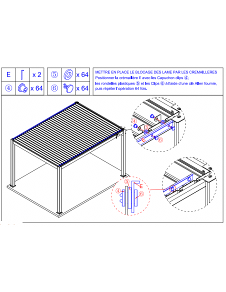 Tonnelle Zéphir Bioclim 3x4 m en aluminium avec lames orientables - Gris