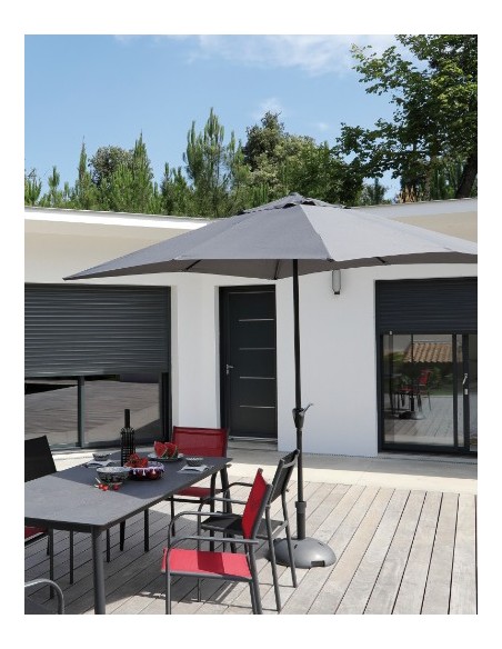 Parasol droit 2.5 x 2.5 m en aluminium à manivelle - Gris