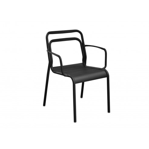Fauteuil EOS Empilable en aluminium Noir - Proloisirs